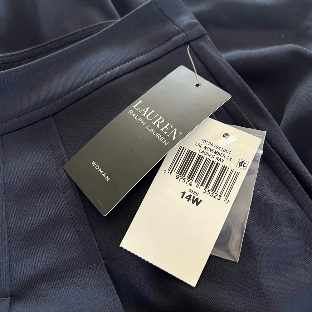 Lauren Ralph Lauren Navy Blue Pleated Wide Leg Pants Size 14W New - Picture 11 of 11